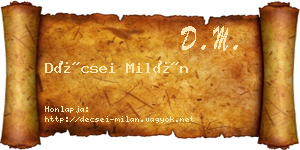 Décsei Milán névjegykártya