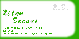 milan decsei business card
